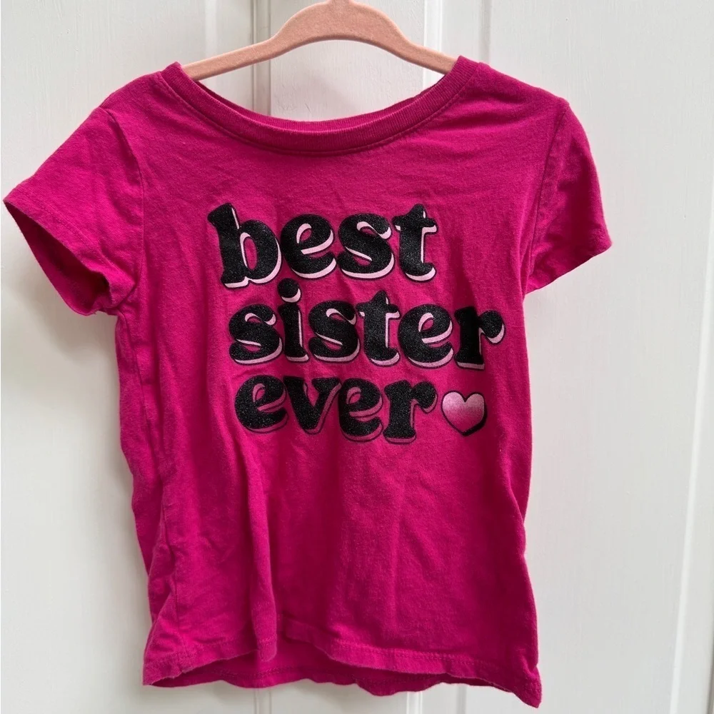 The Children's Place 3T Girls Pink Best Sister Ever Short Sleeve Tee Shirt Blous